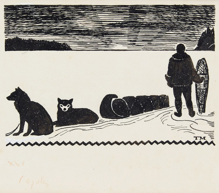 Artwork by Thoreau MacDonald, Coyotes; Mountain Cloud