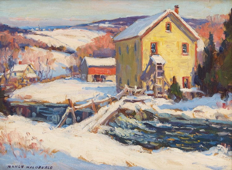 Artwork by Manly Edward MacDonald,  Farm in the Winter Valley