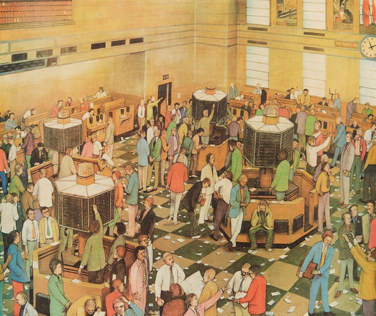 Artwork by William Kurelek, Light Trading Day, Toronto Stock Exchange