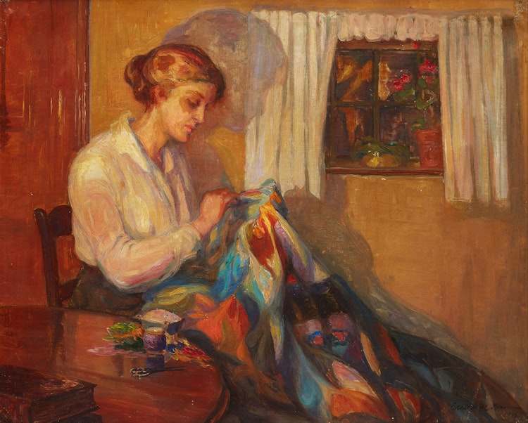Artwork by Estelle Muriel Kerr, The Patchwork Quilt
