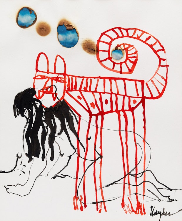 Artwork by Gordon Rayner, Smoking Tiger, 1989