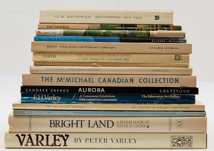 Artwork by Books and Reference, Fifteen Reference Books related to Tom Thomson and The Group of Seven (with transparency of the “Northern Lights” by Tom Thomson)