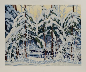 Artwork by Alfred Joseph Casson, White Forest; Alone La Cloche; White Pine; Snow Laden Spruce