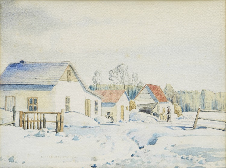 Artwork by Donald Appelbe Smith, Farm, Winter