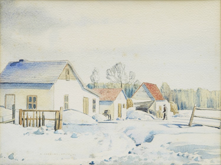 Artwork by Donald Appelbe Smith,  Farm, Winter 