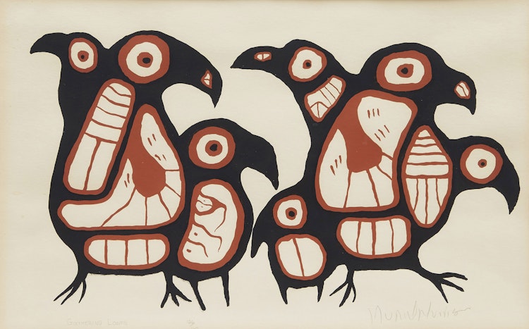 Artwork by Norval Morrisseau, Gathering Loons
