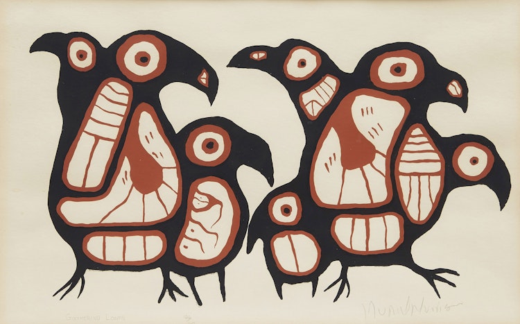 Artwork by Norval Morrisseau,  Gathering Loons