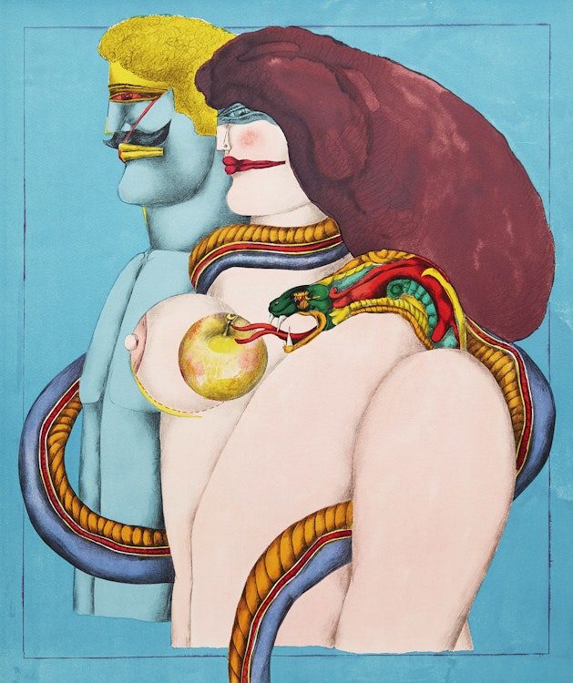 Artwork by Richard Lindner, Adam and Eve