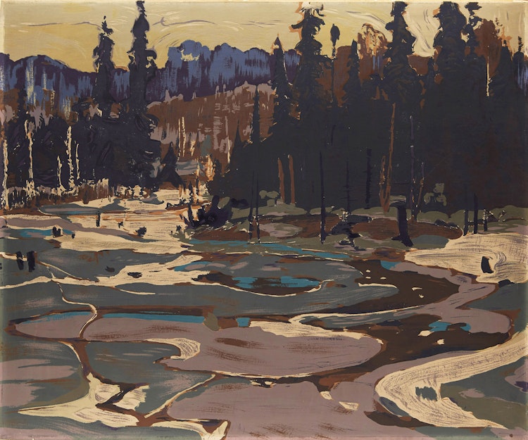 Artwork by Sarah Robertson and Tom Thomson, Ice Cutting; Portage, Ragged Lake (trimmed)