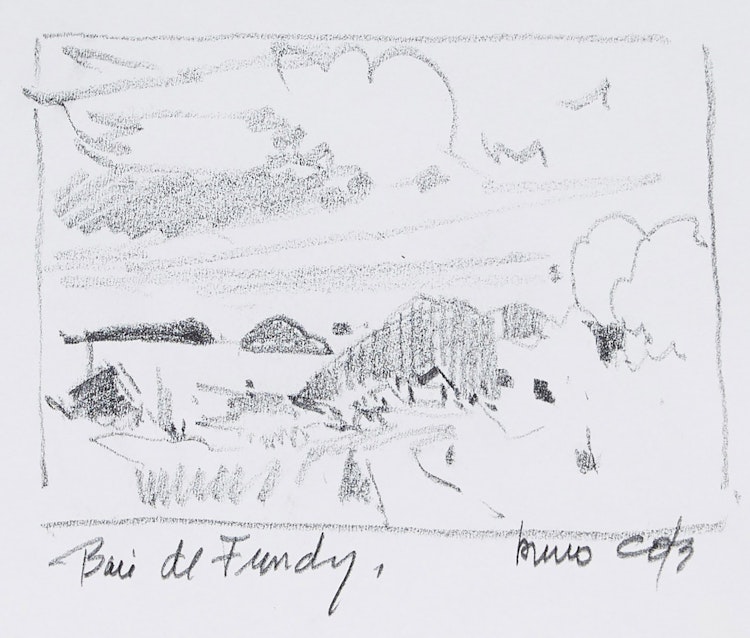 Artwork by Bruno Côté, Baie de Fundy; Landscape with Trees; Landscape with Lake
