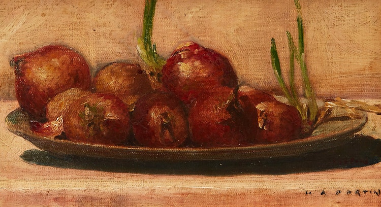 Artwork by Marc-Aurèle Fortin, Nature morte aux oignons (1909)