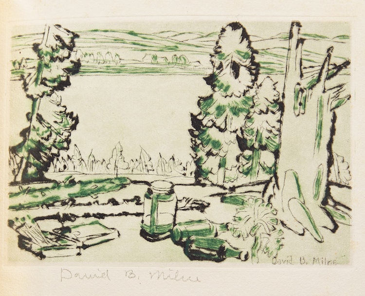 Artwork by David Brown Milne,  Painting Place (Hilltop) within The Colophon