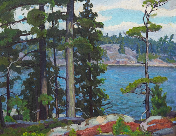 Artwork by Frederick Stanley Haines, Wanapitei Bay, Ardach Scythes Island