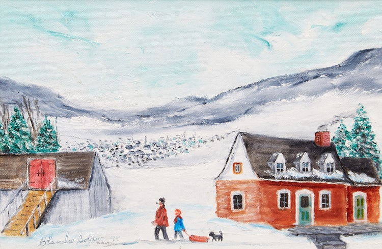 Artwork by Blanche Bolduc, Figures and Dog