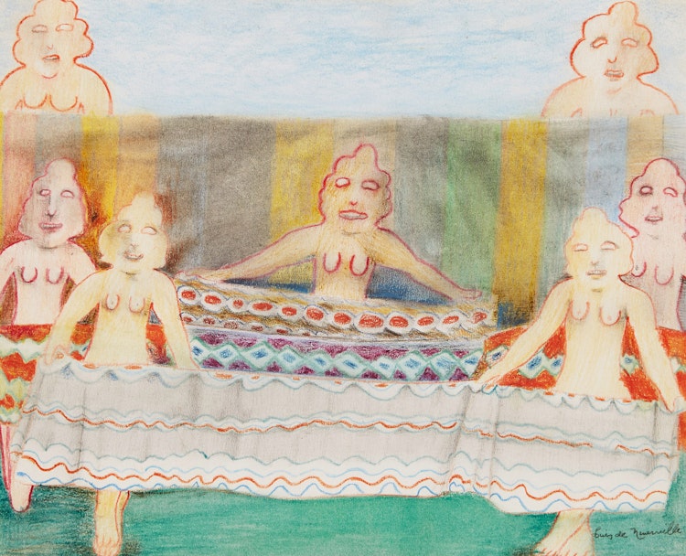 Artwork by Louis de Niverville, Seven Whimsical Figures
