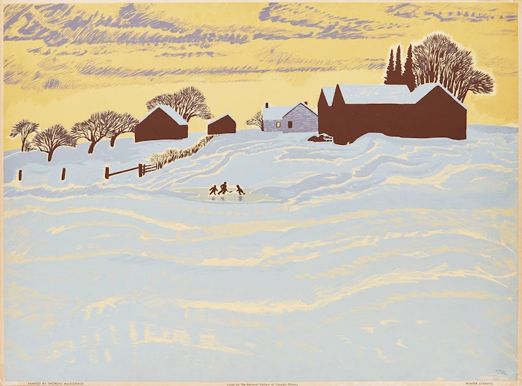 Artwork by Thoreau MacDonald, Winter Evening