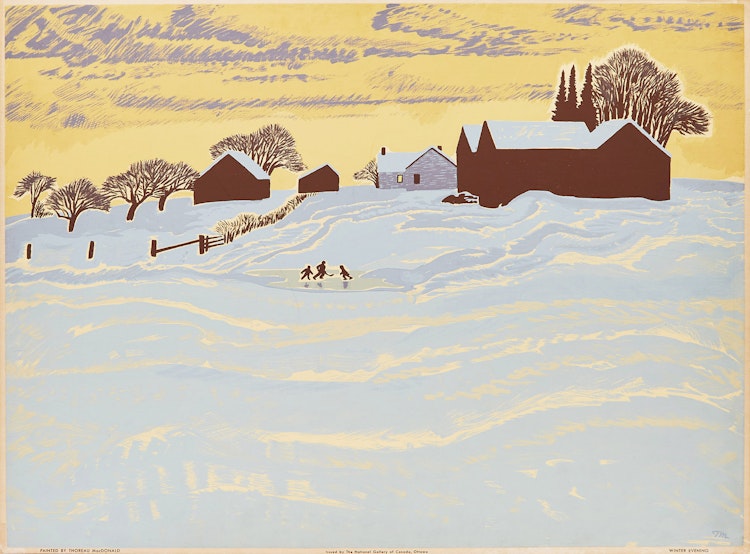 Artwork by Thoreau MacDonald,  Winter Evening