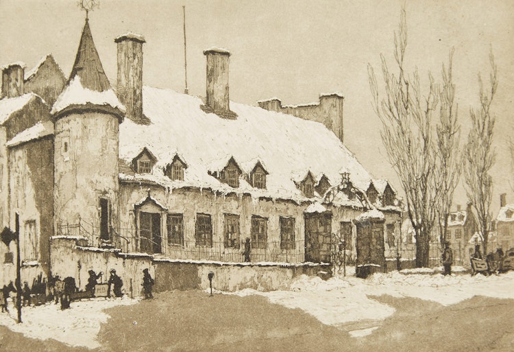 Artwork by Nicholas Hornyansky,  Château de Ramsay, Montreal; The East Block, Parliament (Ottawa)