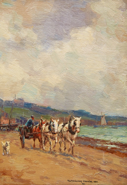 Artwork by Farquhar McGillivray Strachan Knowles,  Untitled (Horses and Cart on the Beach)