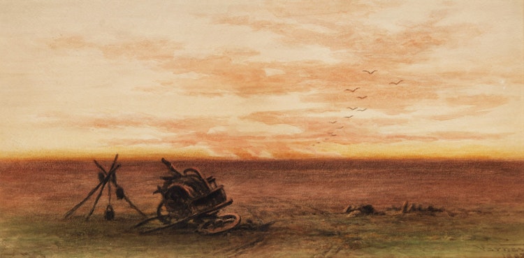 Artwork by Frederick Arthur Verner, Abandoned on the Prairie