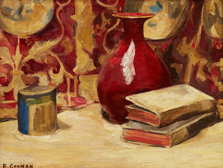 Artwork by Emily Coonan, Still Life with Books