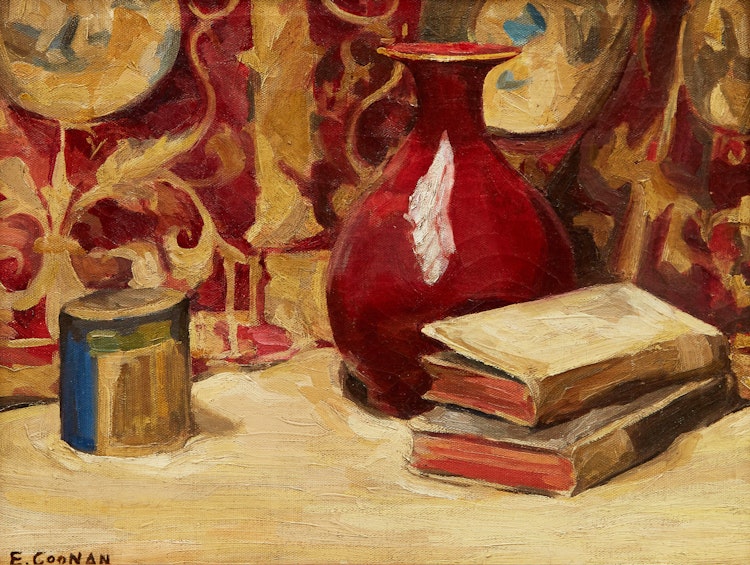 Artwork by Emily Coonan,  Still Life with Books