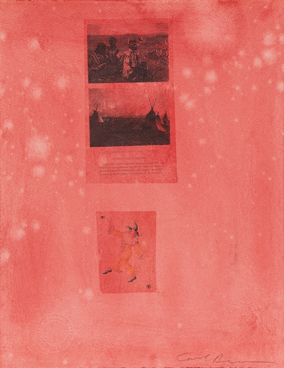 Artwork by Carl Beam, Overlooking the Camp - Piegan