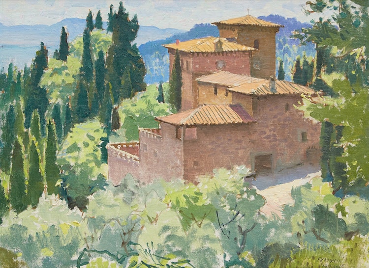 Artwork by George Franklin Arbuckle,  Via Montebeni near Fiesole 