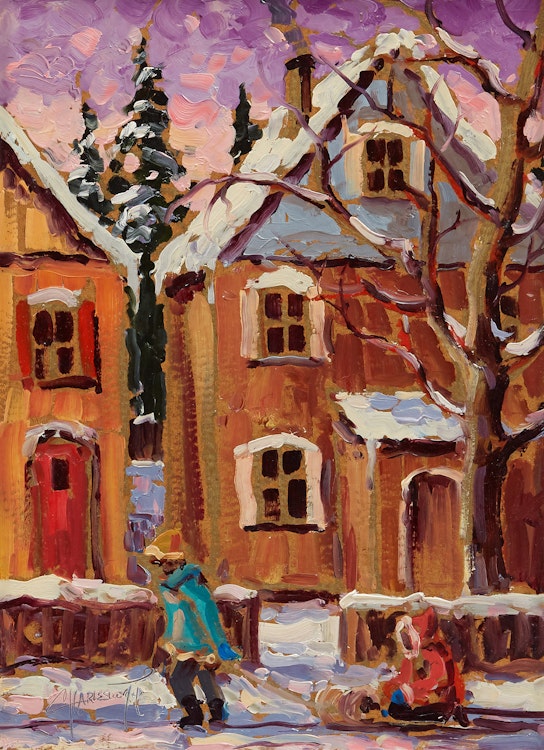 Artwork by Rod Charlesworth, Winter Street Scene (Hamilton)