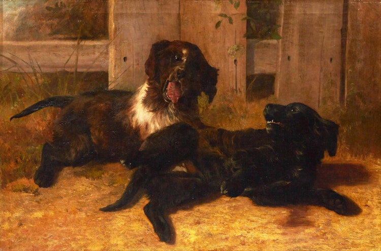 Artwork by Thomas Mower Martin, The Artist’s Young Dogs at Play