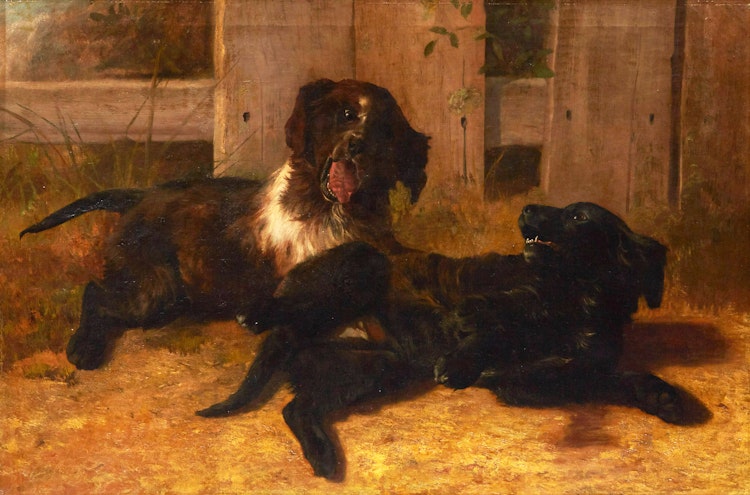 Artwork by Thomas Mower Martin,  The Artist’s Young Dogs at Play