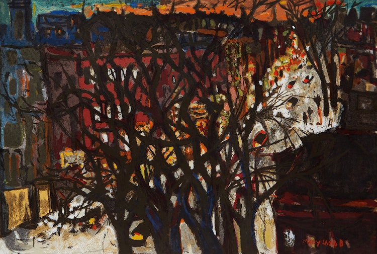 Artwork by Molly Lamb Bobak, Winter in Town