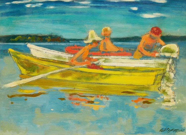 Artwork by William Arthur Winter,  Small Boys in Boats