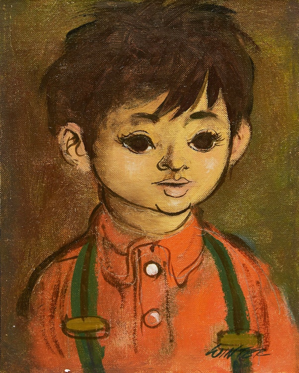 Artwork by William Arthur Winter, Boy in Suspenders