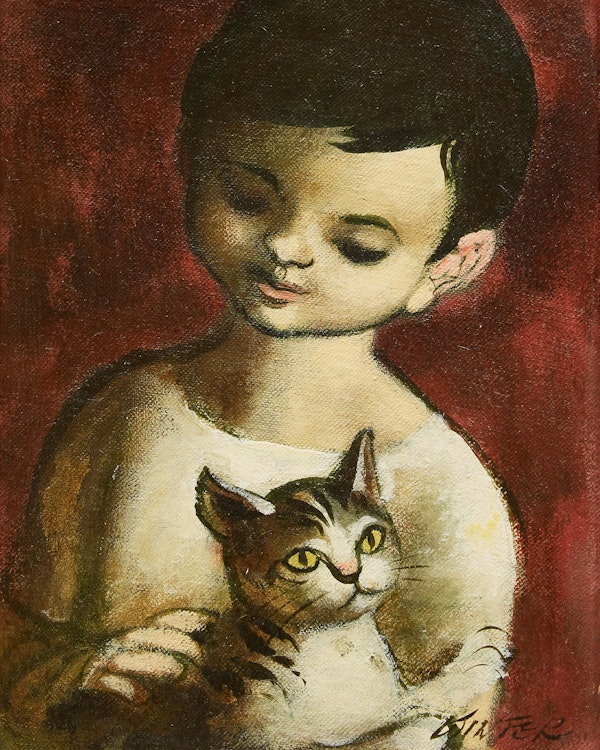 Artwork by William Arthur Winter, Boy with a Cat