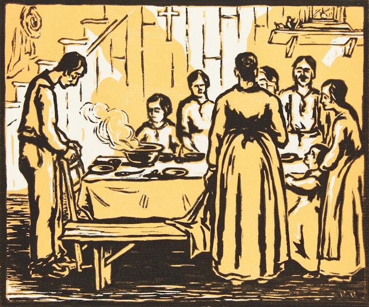 Artwork by Rodolphe Duguay, Le Benedicite; Le quêteux