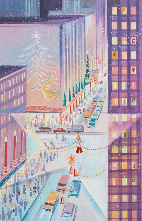 Artwork by Walter Coucill, Hallmark Christmas Card Illustration #2