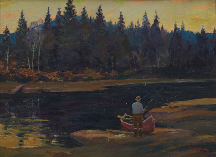 Artwork by William Thurston Topham, Fisherman at Dusk