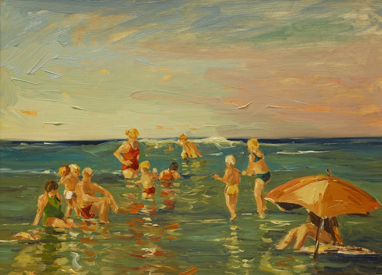 Artwork by Arto Yuzbasiyan, Jersey Shore Beach Scene (1983)