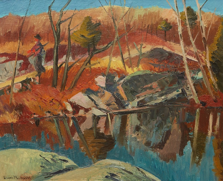 Artwork by Henri Leopold Masson, Shoreline Landscape with Figure Walking