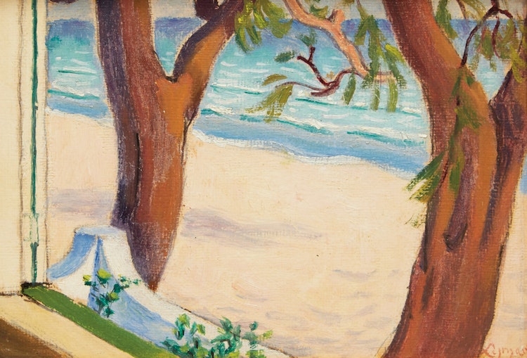 Artwork by John Goodwin Lyman, Sunny Beach with Two Trees