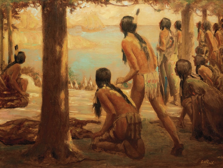 Artwork by George Agnew Reid,  The Coming of the White Man