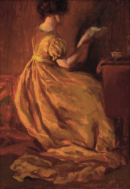 Artwork by Clarence Alphonse Gagnon, The Yellow Dress