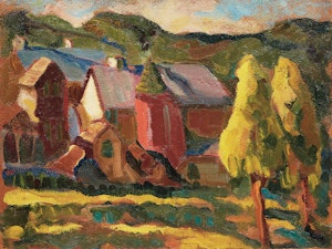 Artwork by Henrietta Mabel May, Farmstead, Eastern Townships