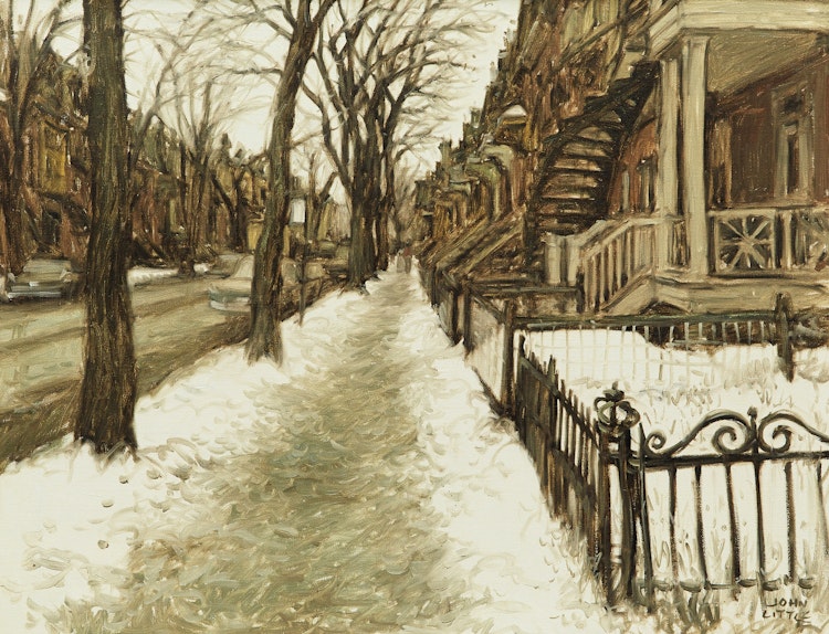 Artwork by John Geoffrey Caruthers Little, Les arbres de Rue Berri, Montreal