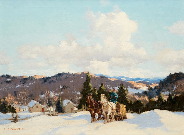 Artwork by Frederick Simpson Coburn,  Hauling Logs, Winter