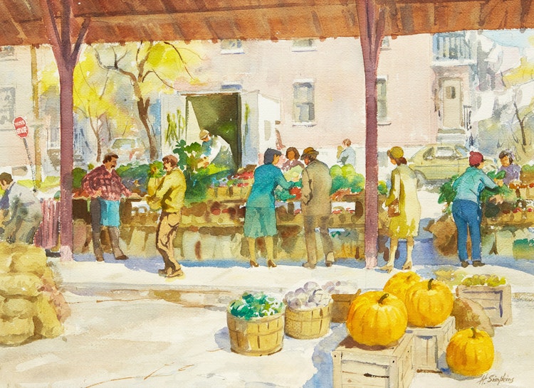 Artwork by Henry John Simpkins,  Market Scene