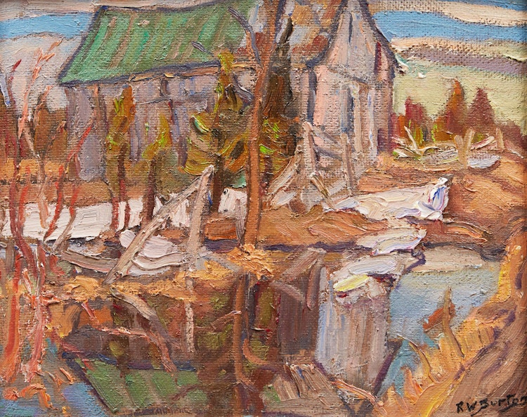 Artwork by Ralph Wallace Burton, Old Barn, Lanark County, Ont.