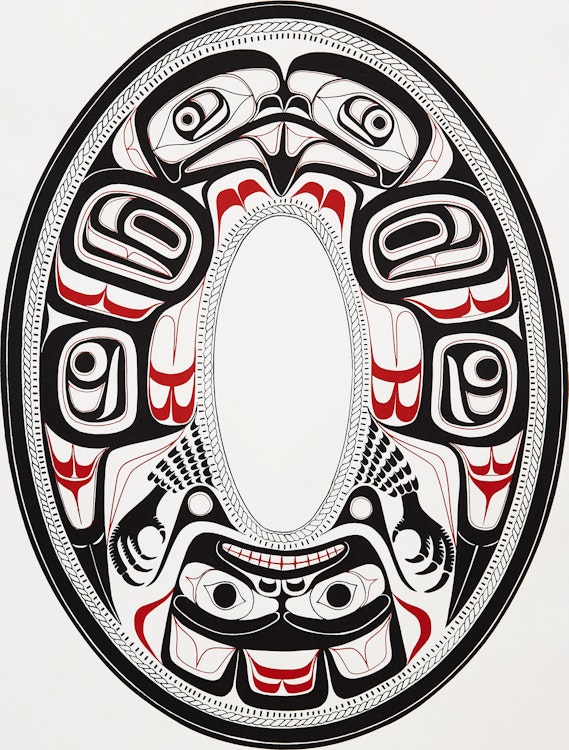 Artwork by Vin Rickard,  Eagle, Charles Edenshaw Haida Argilite Plate 1880