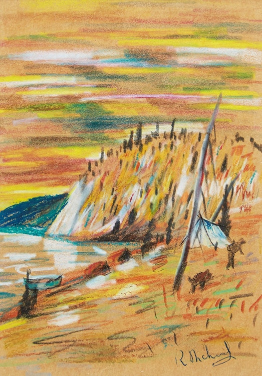 Artwork by Rene Richard,  Shore Landscape with Campsite